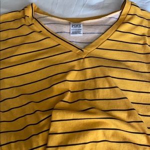 black and yellow v neck